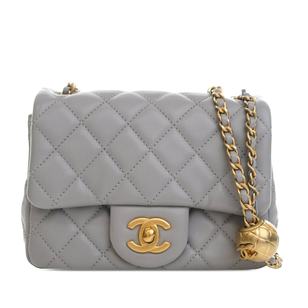 Pre-Loved Chanel Mini Square Classic Lambskin Pearl Crush Single Flap